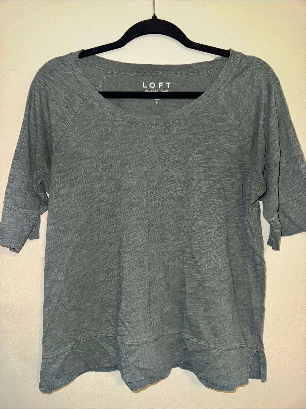 LOFT Relaxed Short-Sleeve Pullover in Slate Blue-Gray